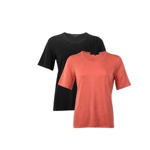 Women's T-Shirt - Color: Black and Coral - PLUS Sizes